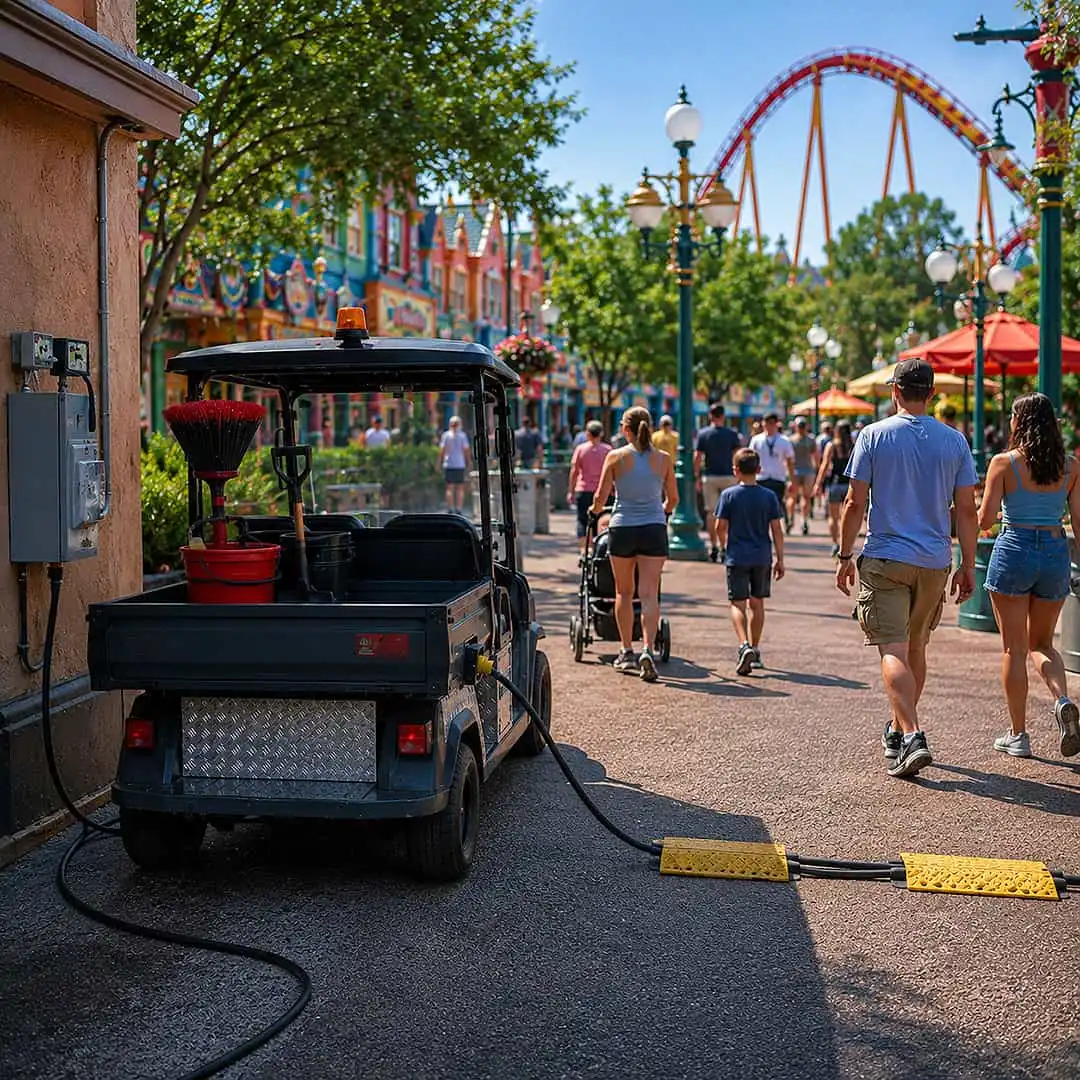 Traditional charging challenges for amusement park vehicles