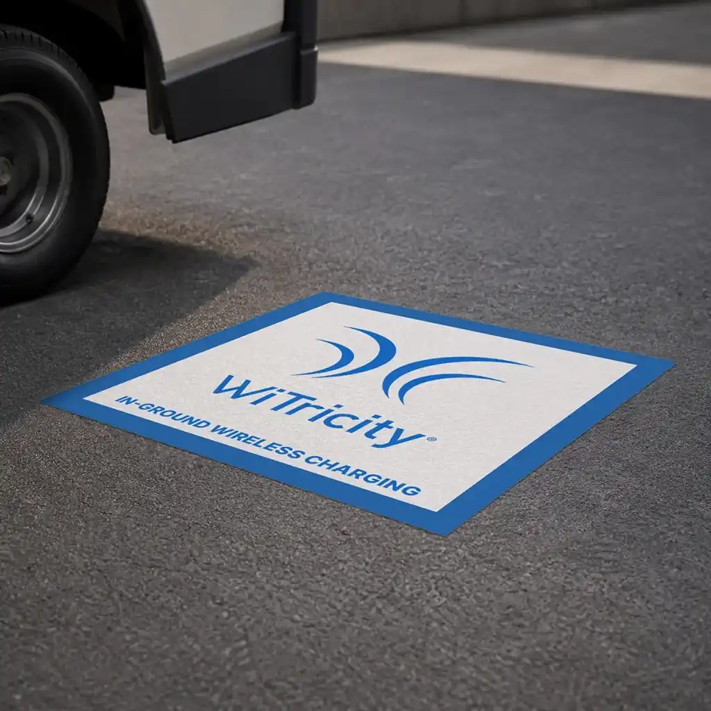 Embedded MR/1 wireless charging pad installed flush with pavement