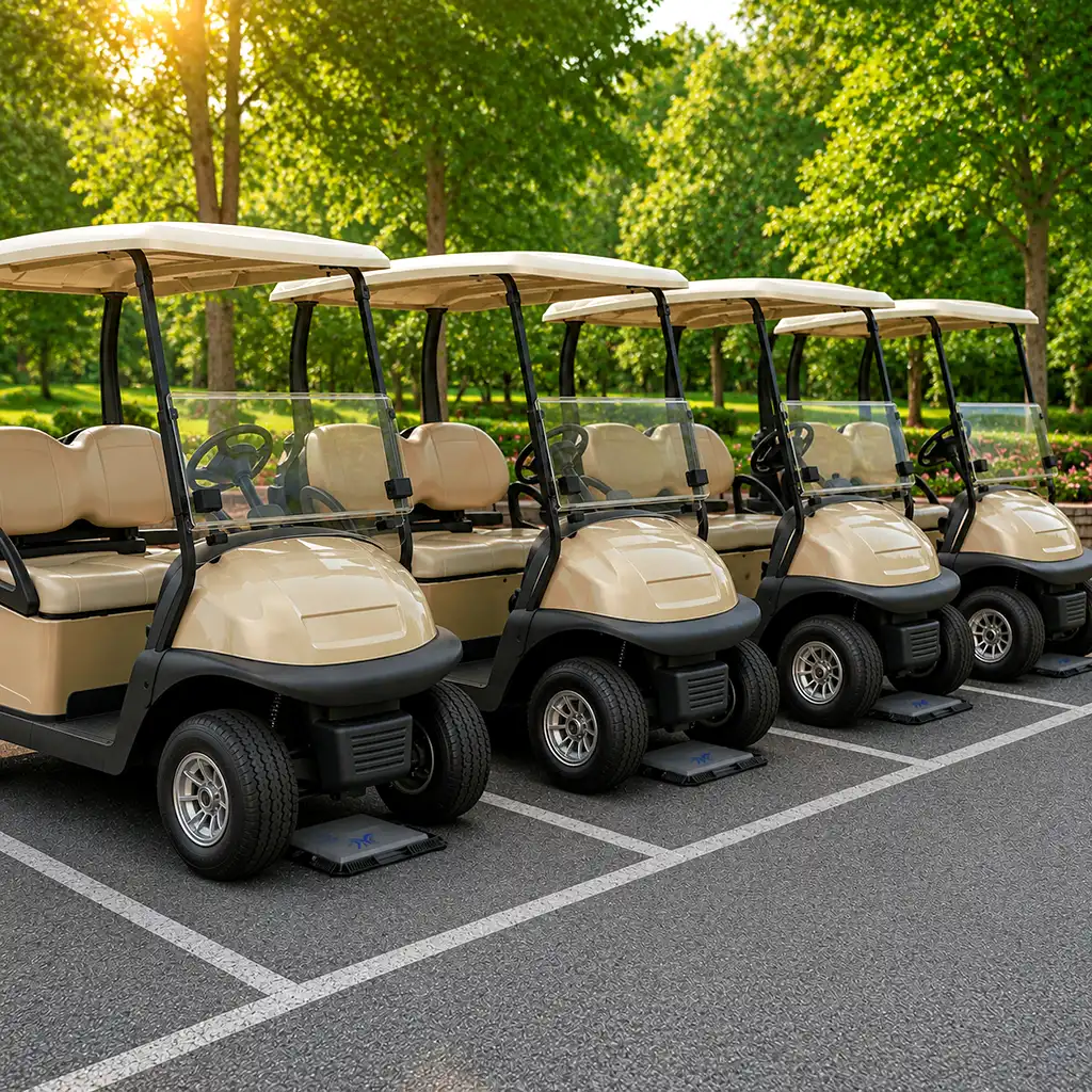 Golf cart wireless charging in use at a golf course