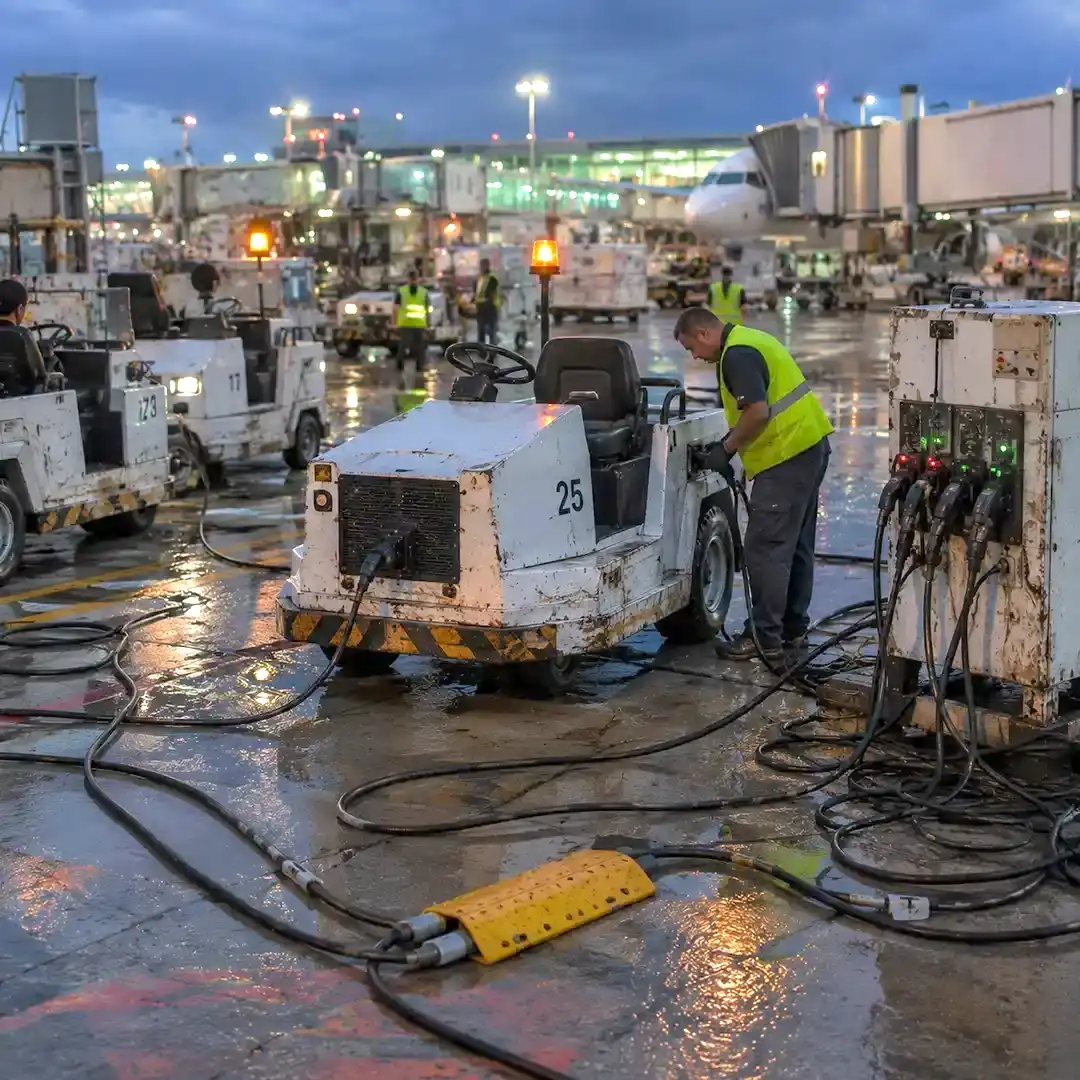 Wireless charging for fleet operators and GSE