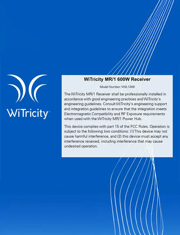 WiTricity MR/1&trade; 600 W Wireless Receiver Card