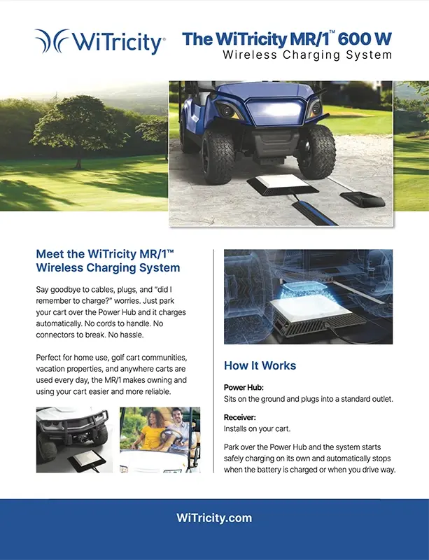 WiTricity MR/1&trade; 600 W Wireless Charging System Brochure